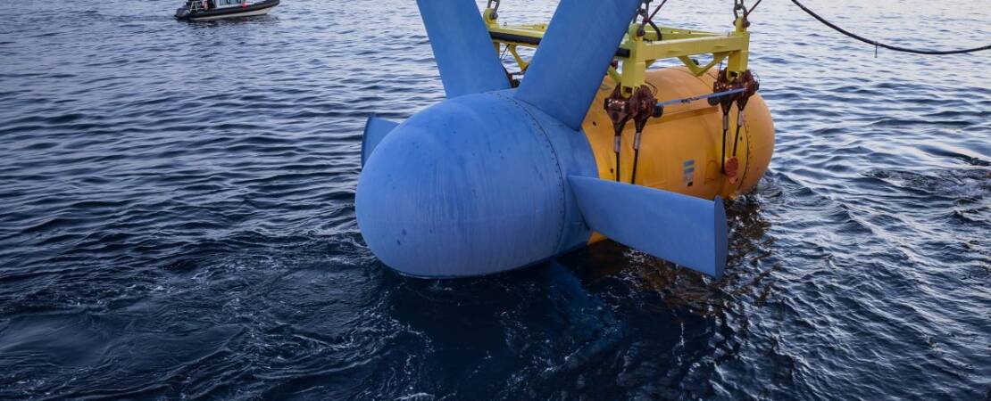 hydrolienne sabella D10 au large de ouessant dans le fromveur